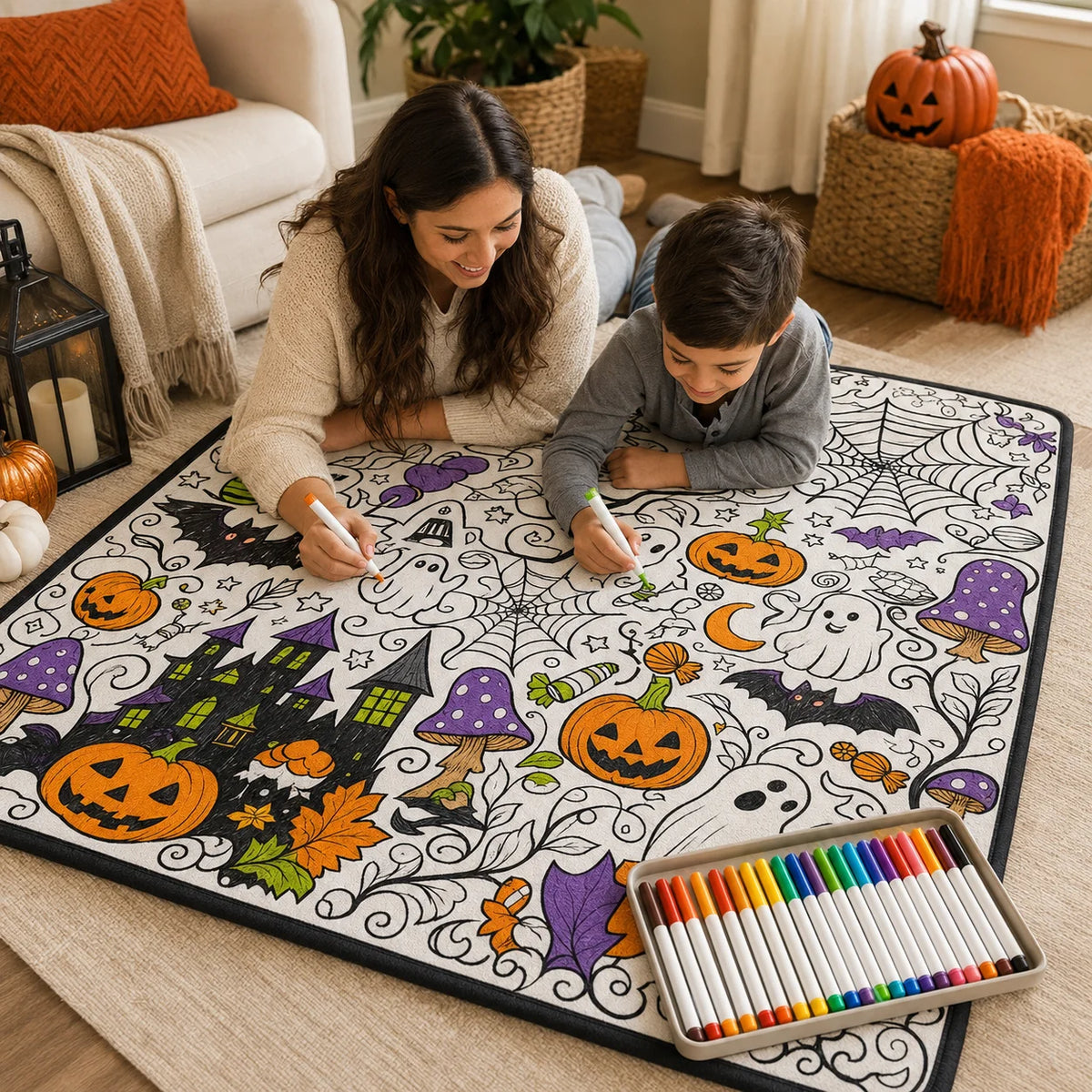 Washable DIY Doodle Graffiti Blanket for Kids Halloween Activity