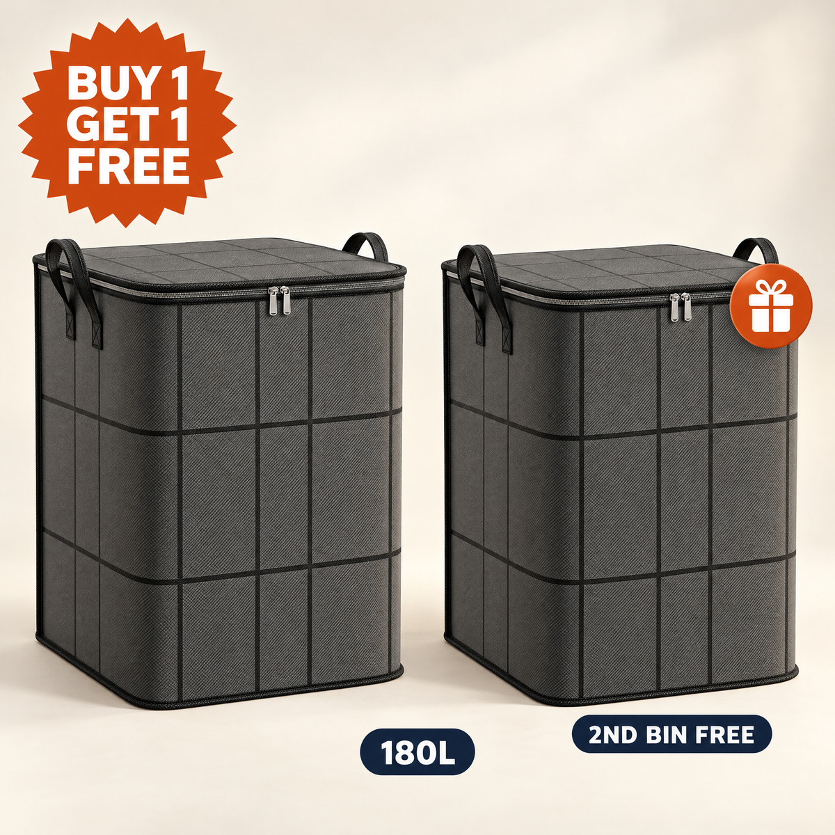 StowMax Extra Large Storage Bins 180L (2 Bins), buy one get one free