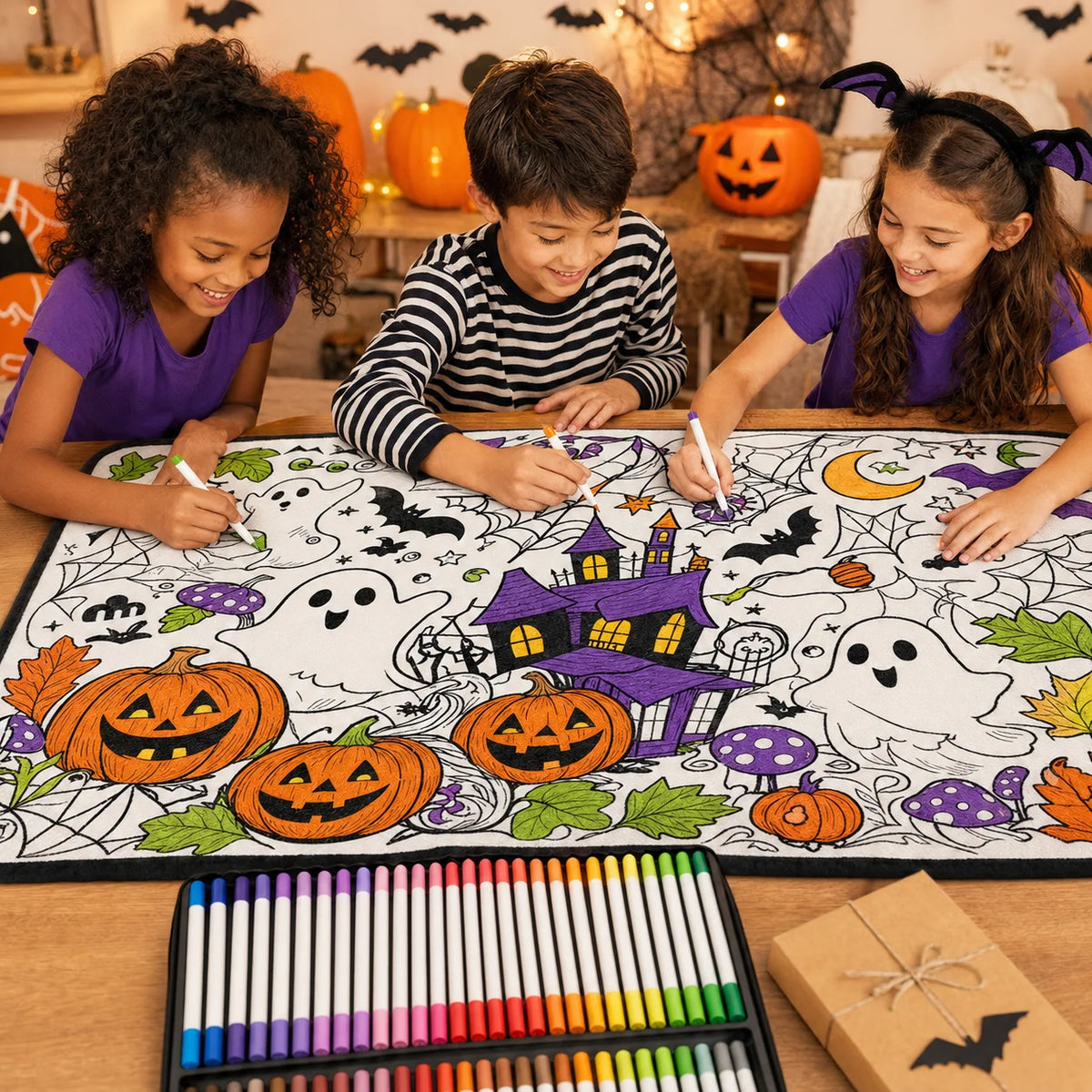 Washable DIY Doodle Graffiti Blanket for Kids Halloween Activity