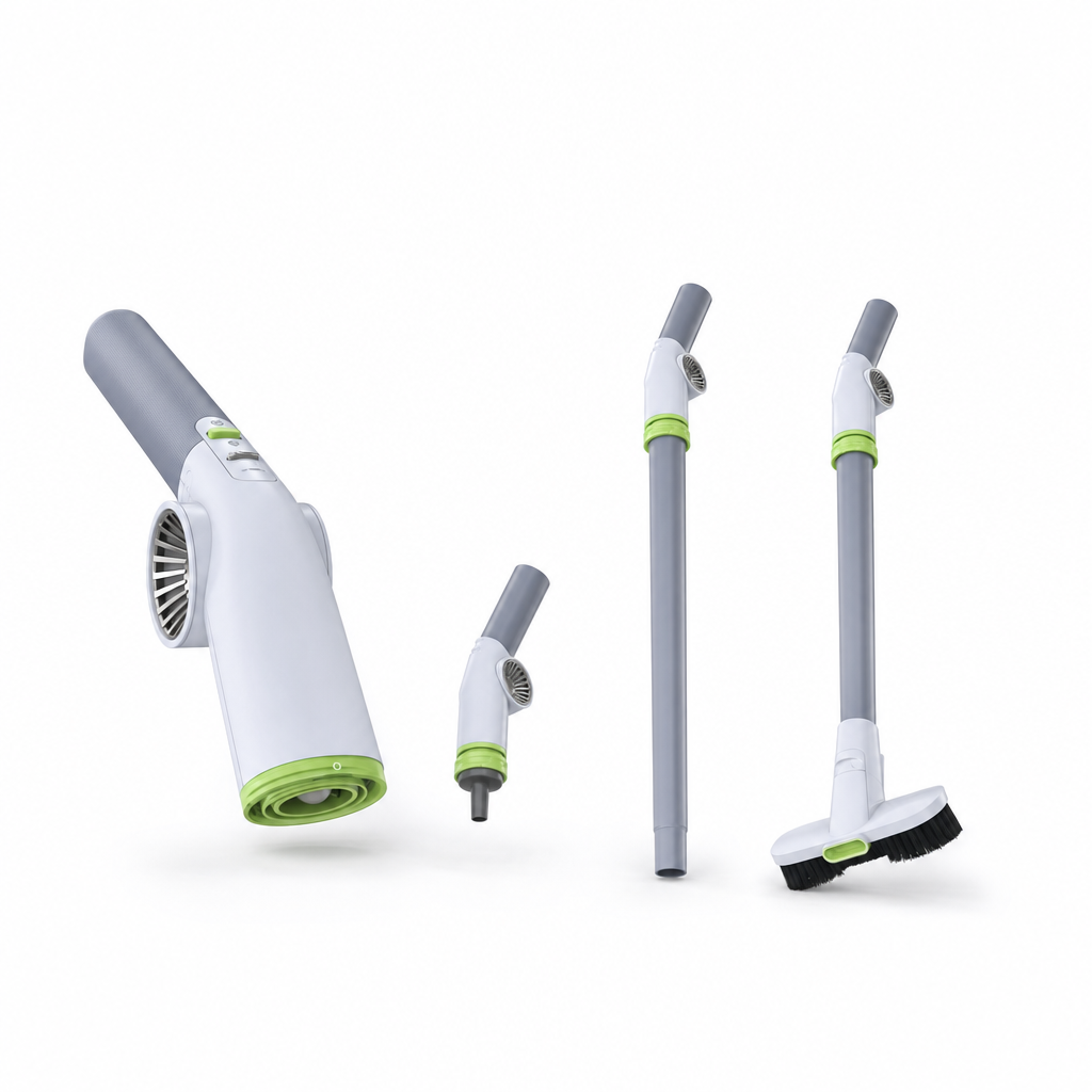 JetSweep handheld blower with precision nozzle, extension wand and broom head