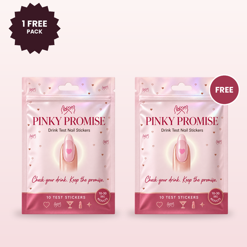 Pinky Promise Drink Test Nail Stickers, Buy 1 Get 1 Free: 2 packs, 20 stickers