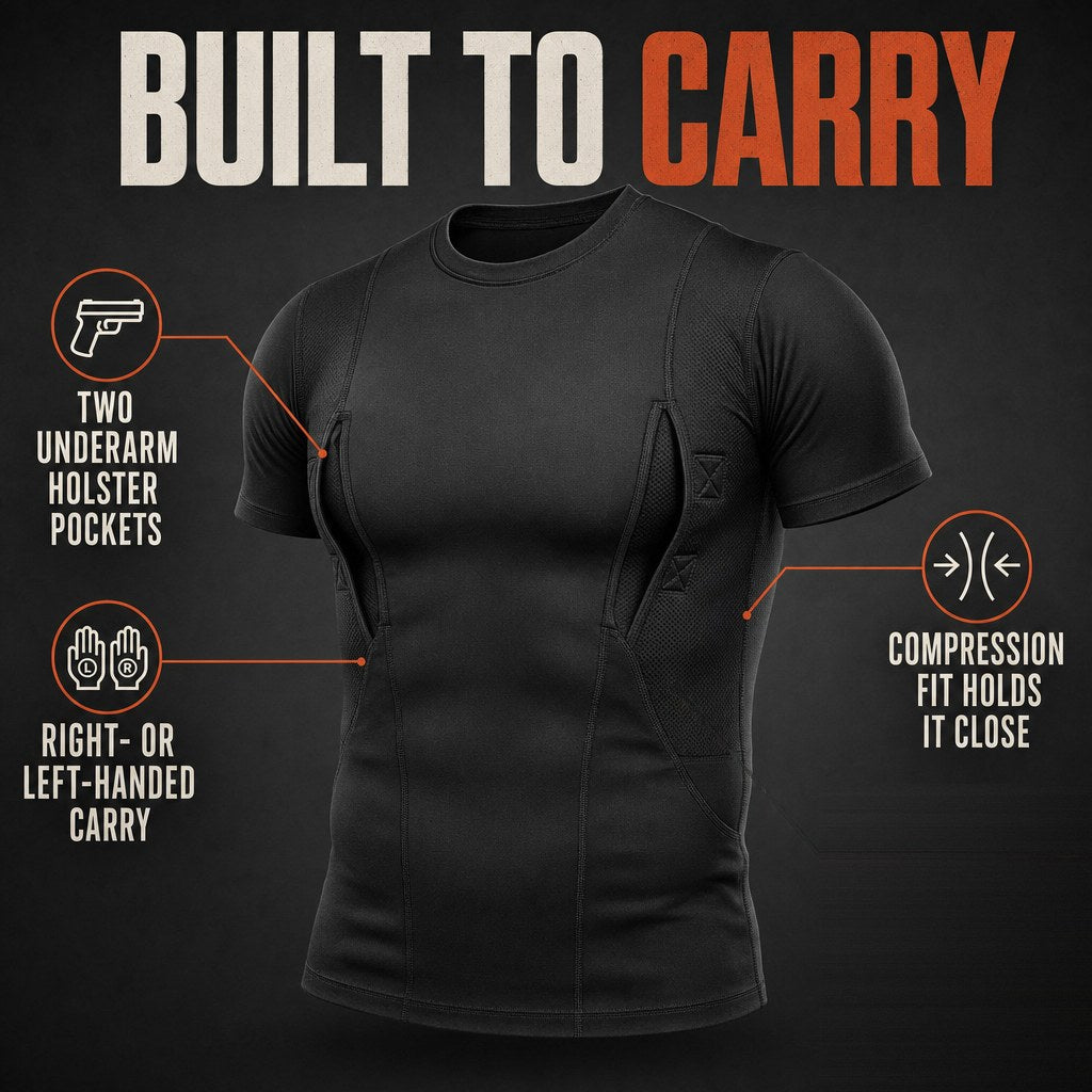 Two underarm holster pockets, right- or left-handed